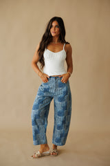 Sweetheart Patchwork Denim Barrel Pants - Denim Multi