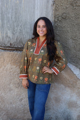 Thankful Spirit Blouse - Olive