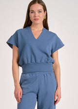 Cadice Cap Sleeve Top - Blue