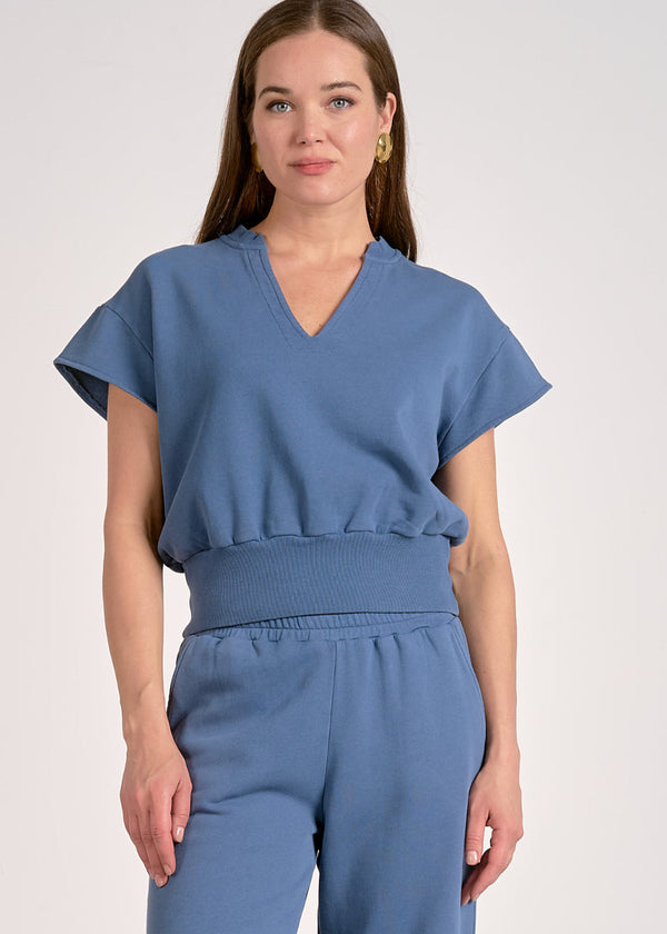 Cadice Cap Sleeve Top - Blue