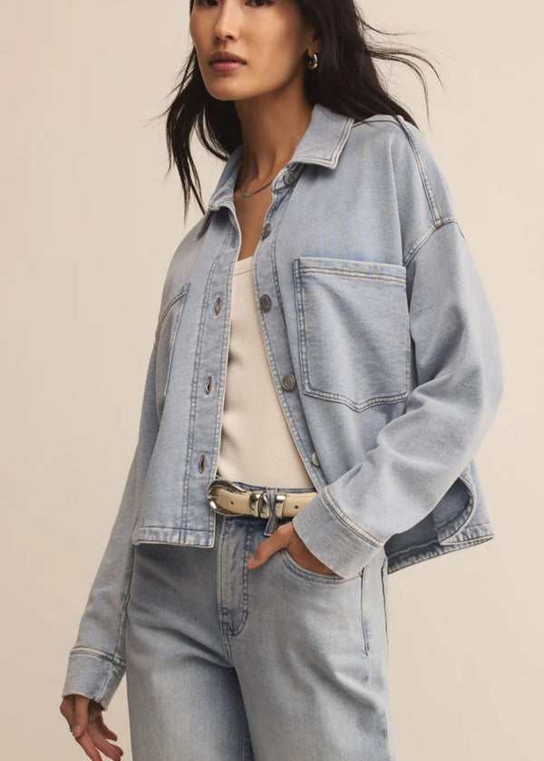 Z Supply | All Day Cropped Knit Jacket - Washed Indigo