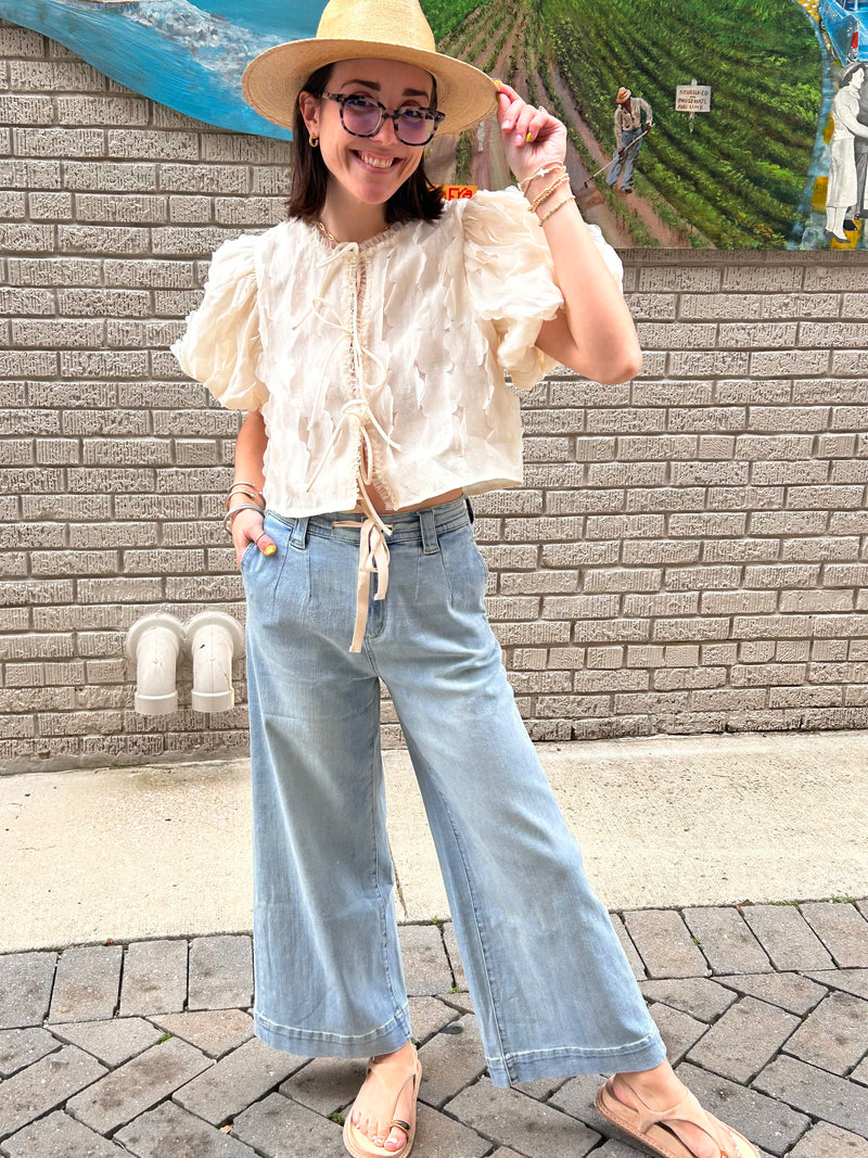 Willow Tie Front Pants - Denim