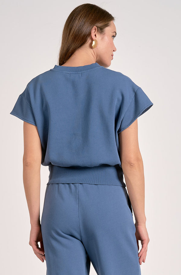 Cadice Cap Sleeve Top - Blue