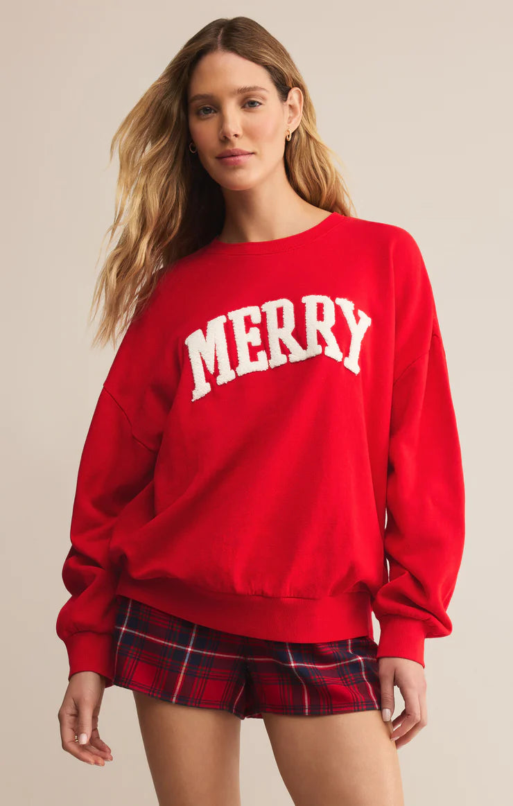 Z Supply | Very Merry Sunday Sweatshirt - Festive Red