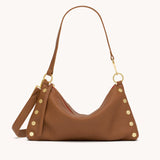 HAMMITT | Kyle Med Soft Leather Bag - Mahogany Pebble/Brushed Gold/Red Zip