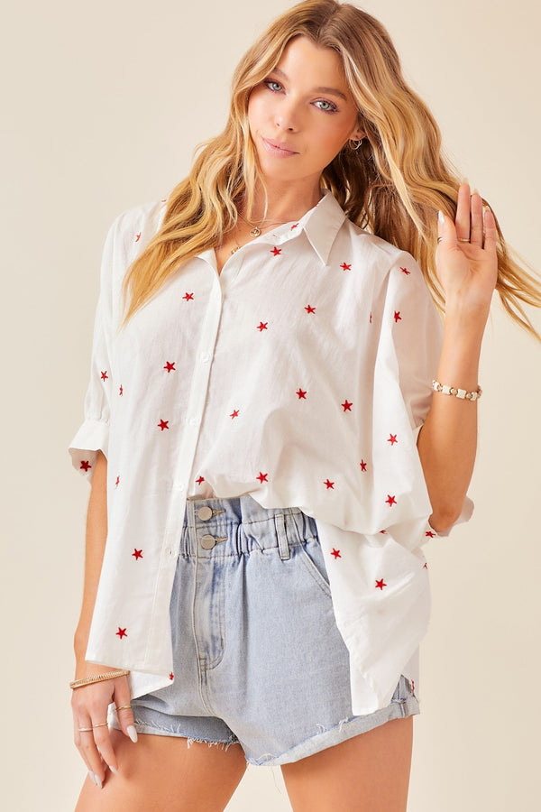 Star Spangled Oversized Button Down