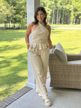 Steve Madden | Venetia Pin Stripe Pants - Oatmeal