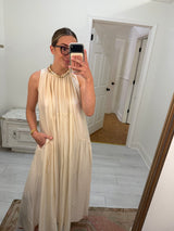 Tommi Textured Tiered Midi Dress - Cream