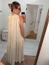 Tommi Textured Tiered Midi Dress - Cream