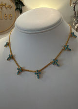 TOVA | Multi Cross Necklace - Aqua Bohemian