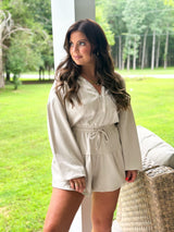 Darla Hooded Romper - Stone