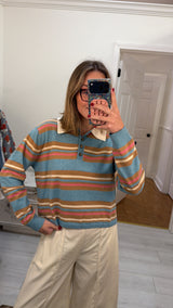 Frankie Stripe Long Sleeve Sweater Top - Multi