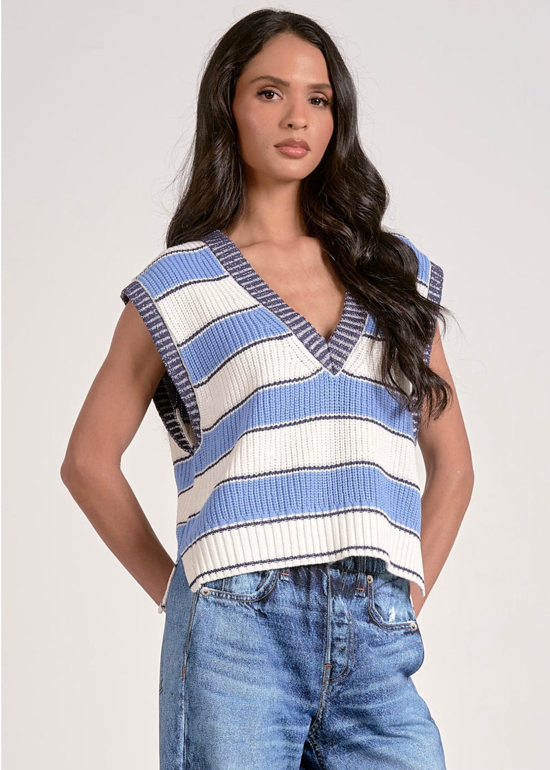 State Sleeveless Sweater Vest - Light Blue Stripe