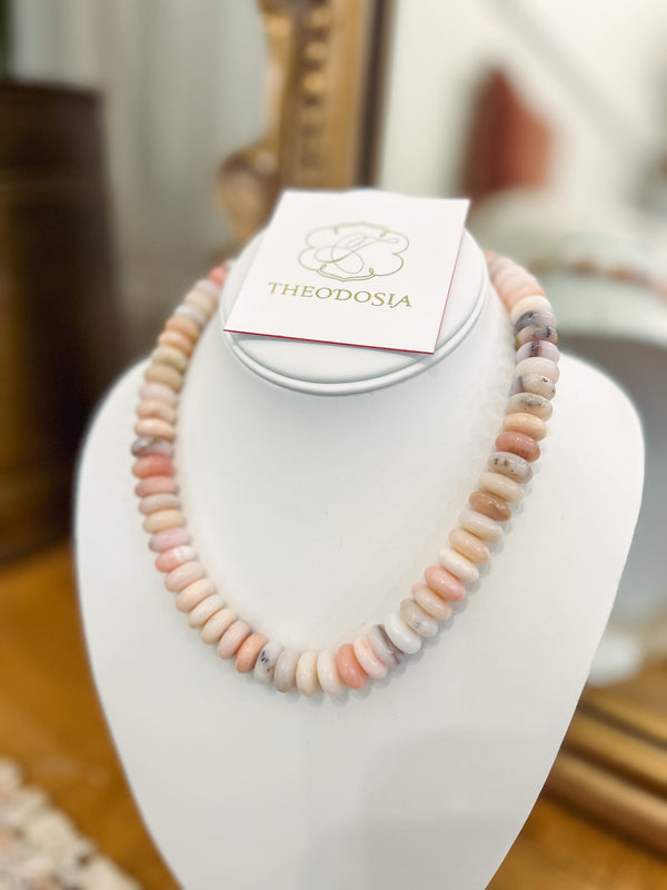 Theodosia Jewelry: Speckled Pink Opal Candy Necklace