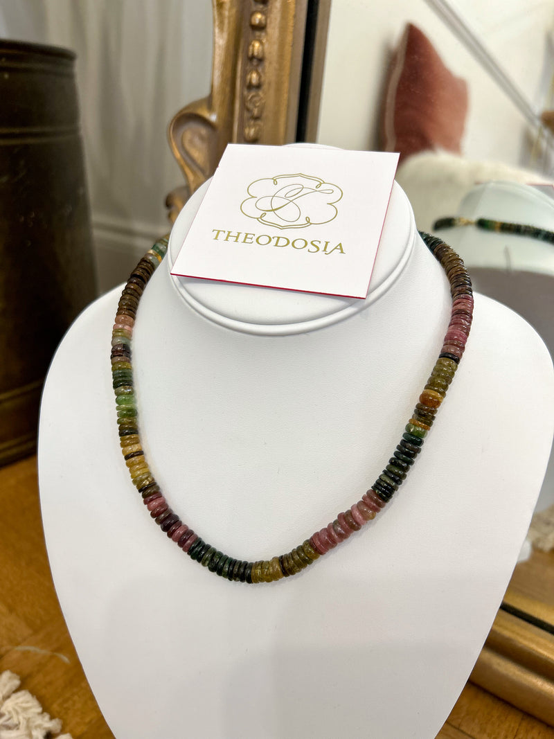 Theodosia Jewelry: Smooth Shaded Tourmaline Heishi Necklace