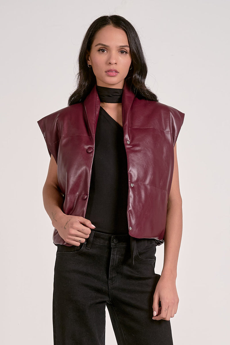 Skye High Collar Vest - Plum