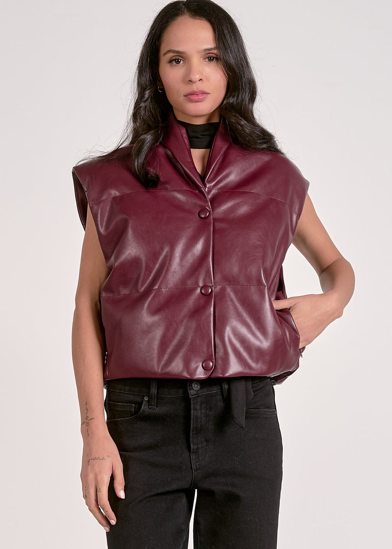 Skye High Collar Vest - Plum