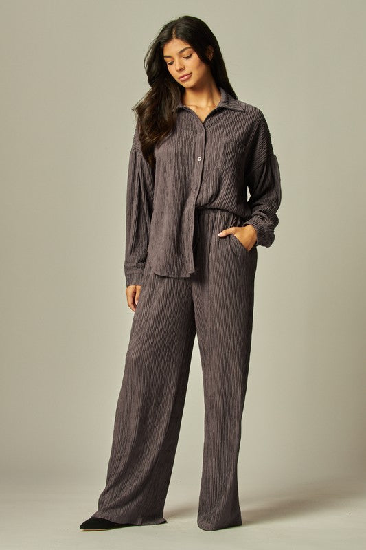 Mariah Crinkle Set Charcoal