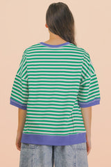 Take It Easy Stripe Top- Green/Blue