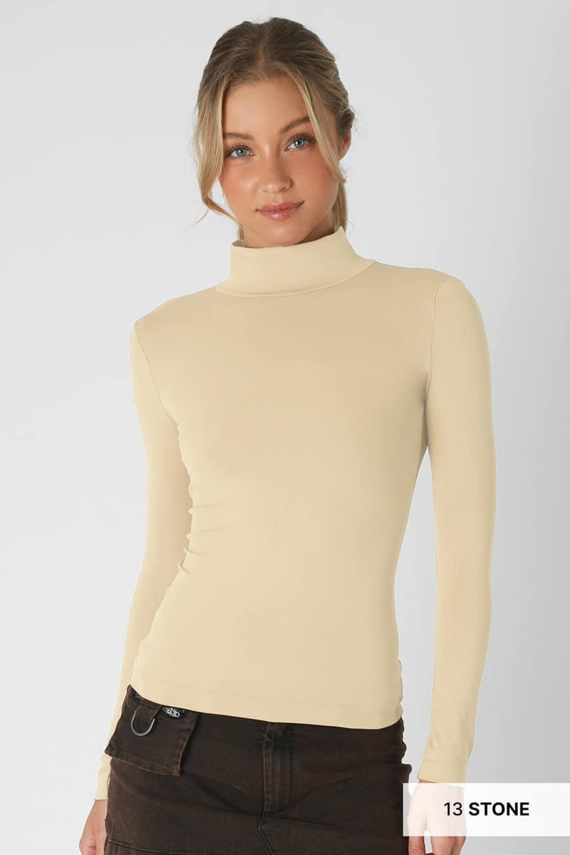 Back to the Basics Mock Neck Top - Stone