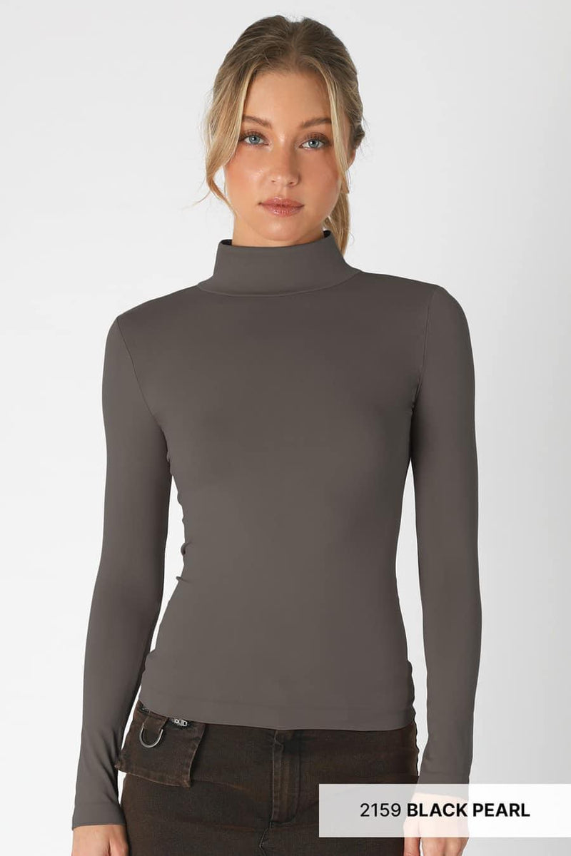 Back to the Basics Mock Neck Top - Black Pearl