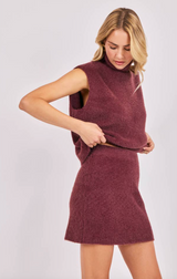 Crosby Fuzzy Turtleneck Sweater - Burgundy