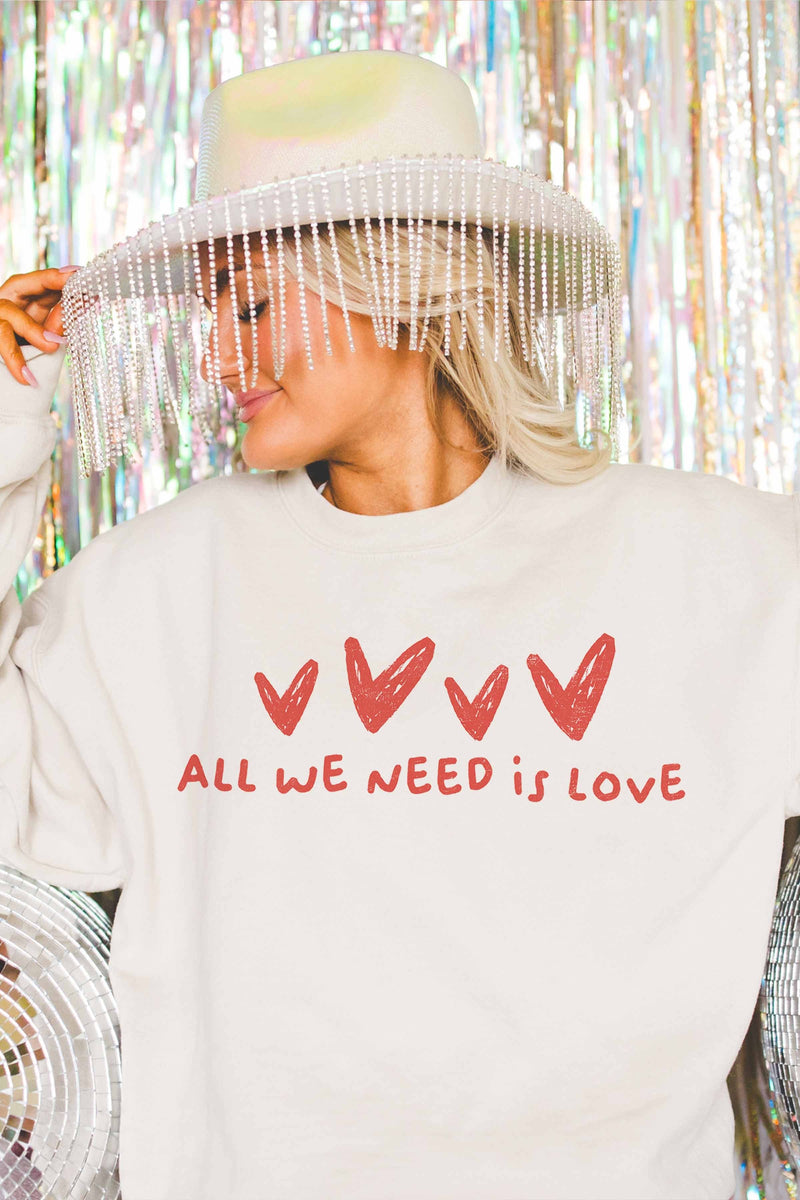 All We Need Is Love Oversized Sweatshirt Sand