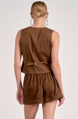 Jen Suede Vest - Chocolate