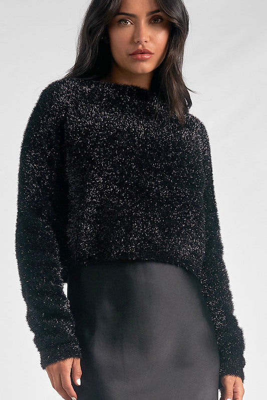Elan Metallic Sweater & Dress Set - Black