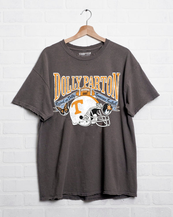 Raised On Dolly & Tennessee Football Charcoal Thrifted Tee