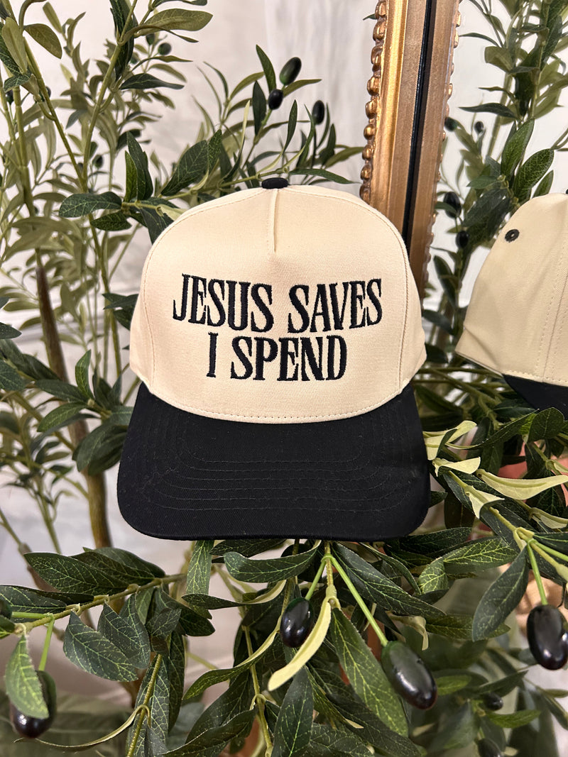 Jesus Saves I Spend Hat- Black