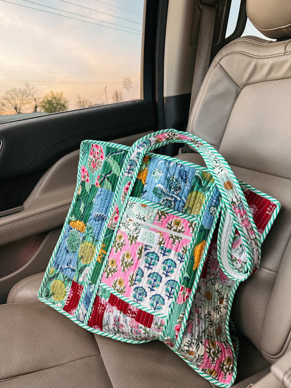 PRE ORDER: Etta & East Quilted Tote Bag Green