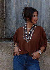 Wild Card Blouse - Caramel