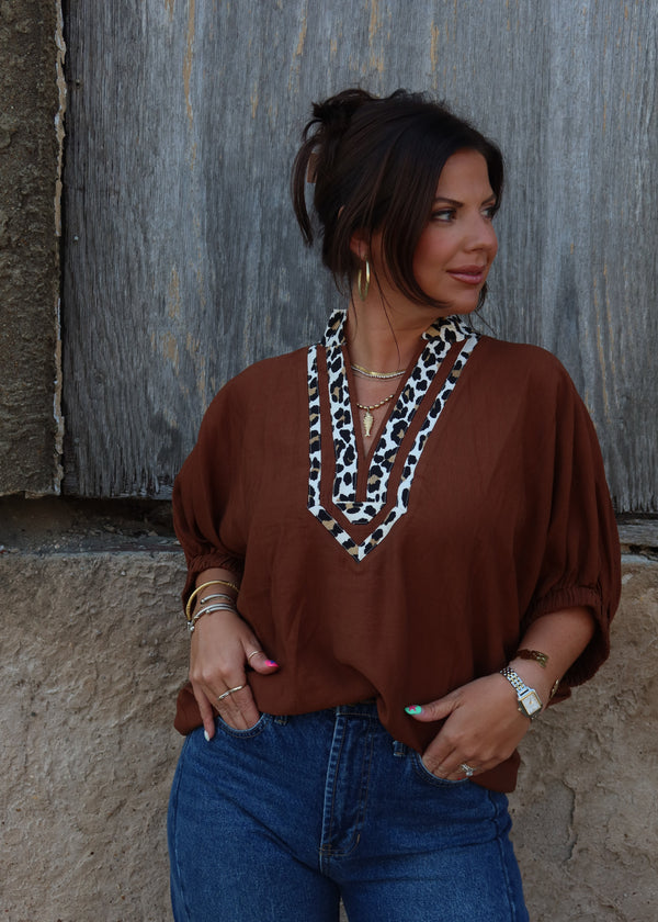 Wild Card Blouse - Caramel