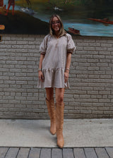 Classic Stripe Mini Dress - Caramel