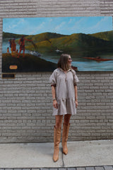 Classic Stripe Mini Dress - Caramel