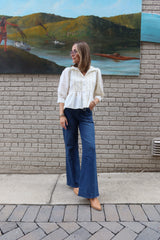 Lollie Lace Trim Blouse - Cream