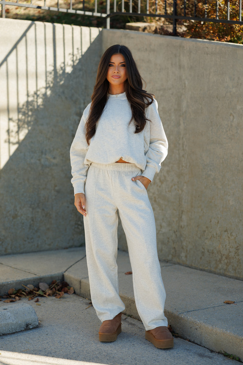 Briley Bubble Hem Sweatshirt - Heather Oat