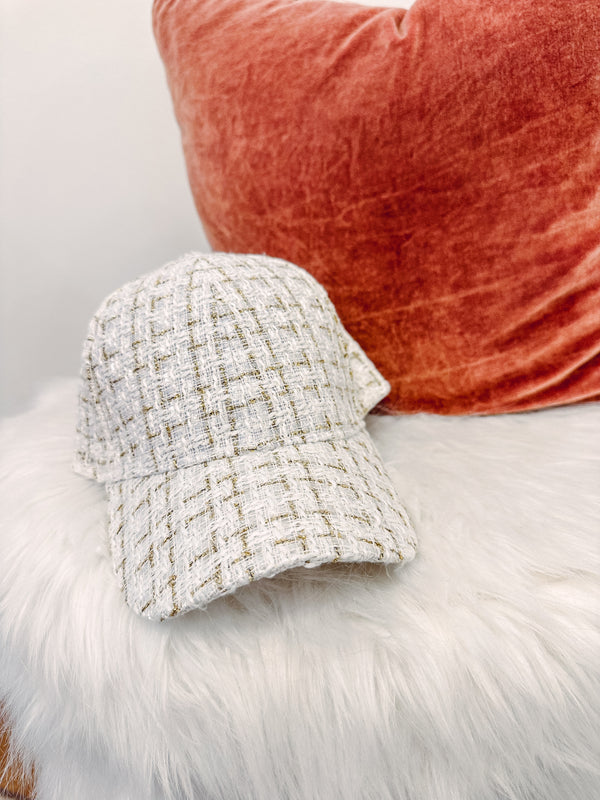 Mia Tweed Hat White/Gold