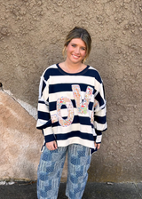 Love Letter Patchwork Sweatshirt - Navy/Ivory