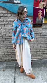 Fiona Thermal Shacket - Floral Denim