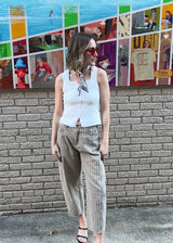 Rory Mini Checkered Pattern Barrel Pants - Tan/Brown