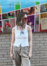 Kitty Knitted Scoop Neck Tank - Off White