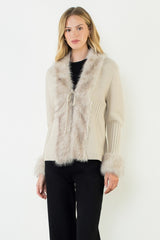Rivi Fur Cardigan Beige