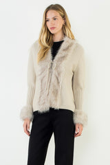 Rivi Fur Cardigan Beige