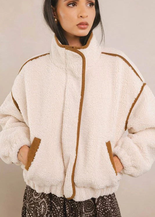 Slate Sherpa Jacket - Off White Brown