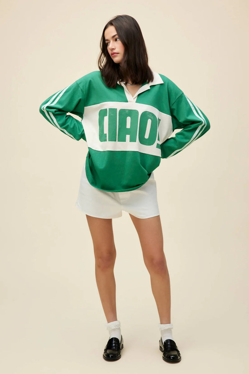 DAYDREAMER Ciao Rugby Long Sleeve - Jade/White