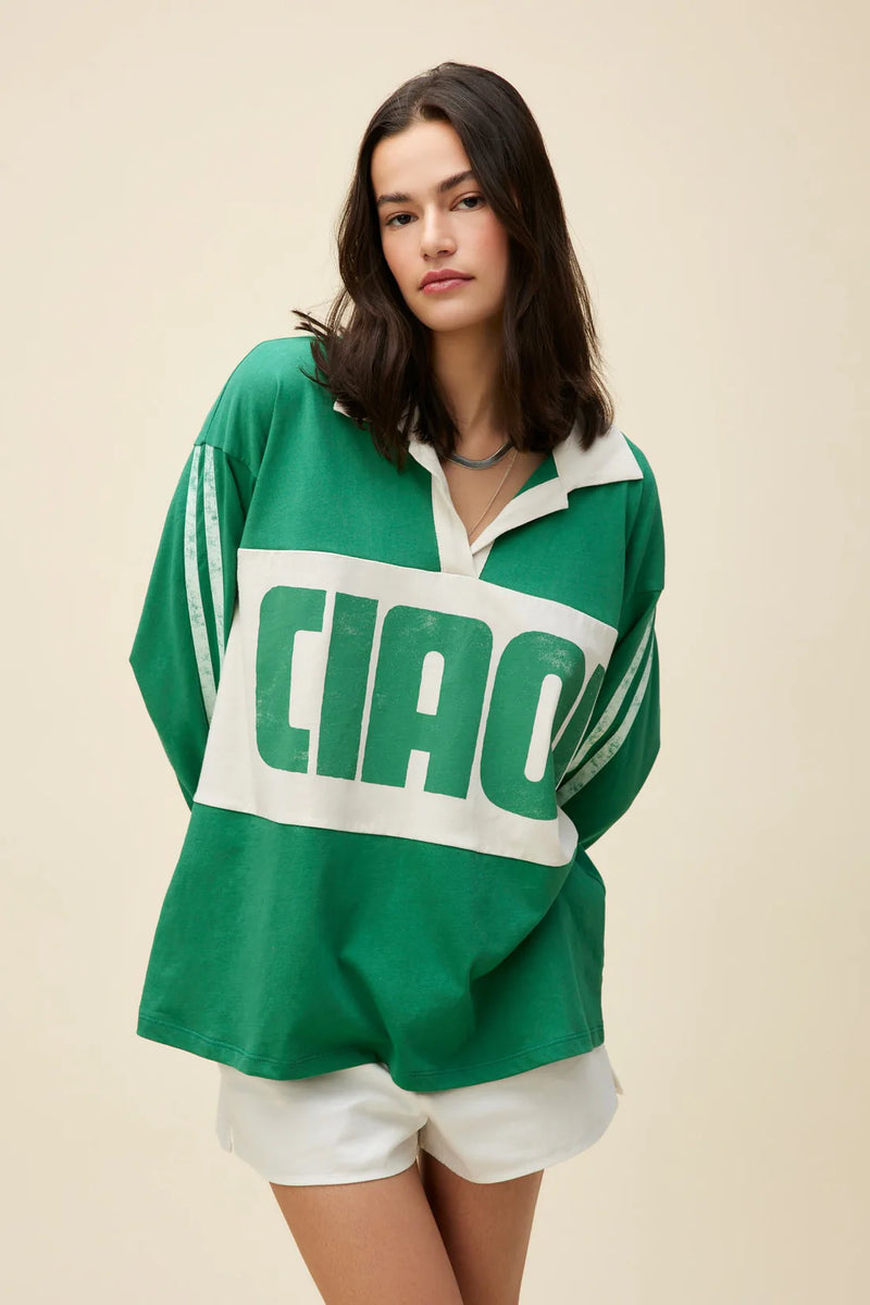 DAYDREAMER Ciao Rugby Long Sleeve - Jade/White