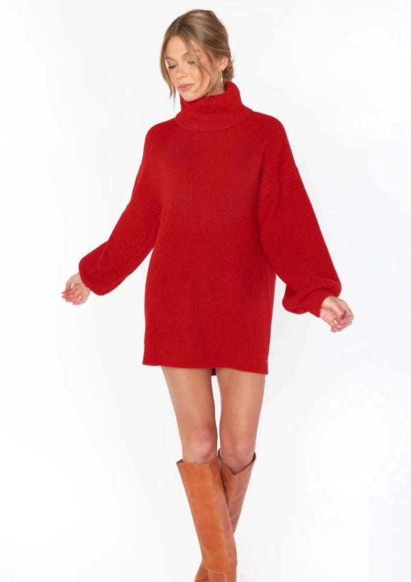 MUMU: Chester Sweater Dress Holly Red