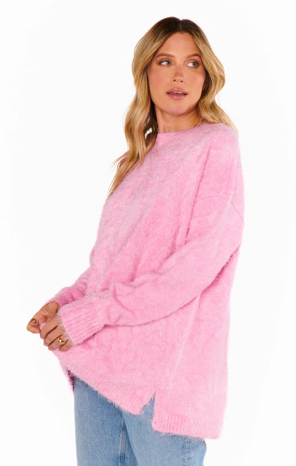 MUMU Bonfire Sweater - Pink Fuzzy Knit